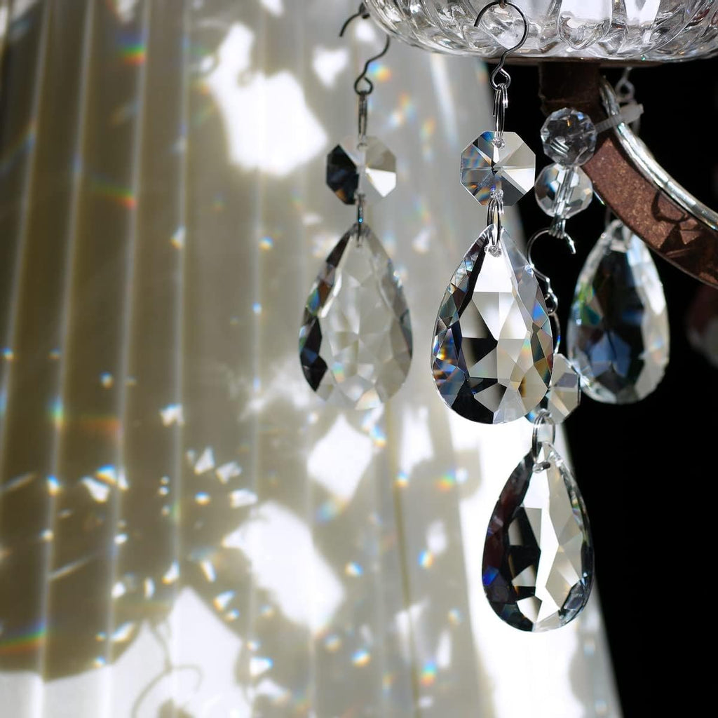 12pcs Crystal Suncatchers, Teardrop Chandelier Prism Clear - Hanging Glass Beads Chandelier Replacement