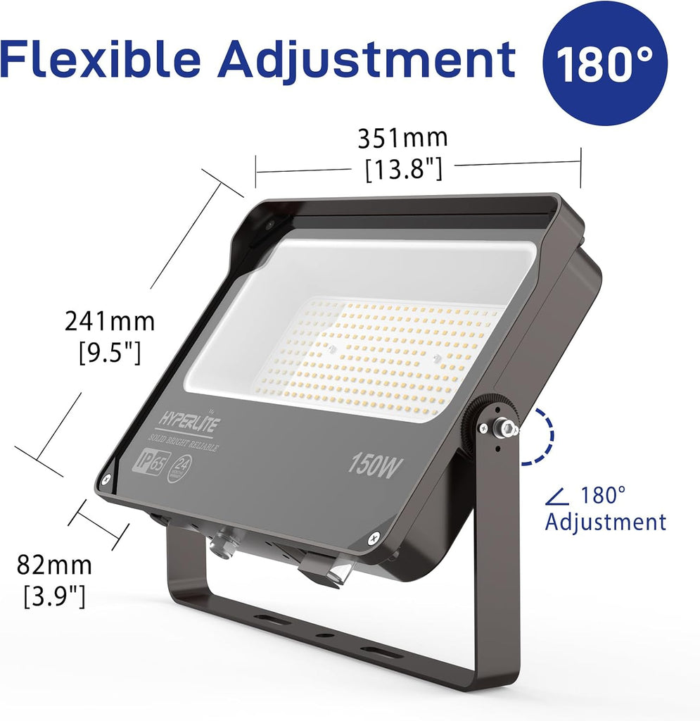 Flood Light Outdoor 150W 2Pack, LED Security Flood Lights with Dusk to Dawn Photocell, 5000K Daylight IP65 Waterproof