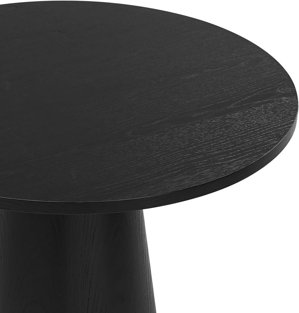 Round Dining Table Wood for 2-4, Modern Farmhouse Kitchen Table, 35'' Small Circle Dining Tables with Pedastal for