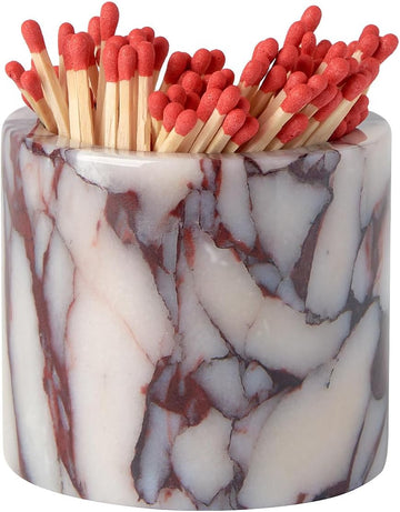 Luxury Natural Marble Match Holder with Striker, Decorative Matchbox Gift
