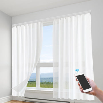 Electric Curtain Track, Retractable Motorized Curtains Rod From 7-13.78ft, Automatic Curtain Opener with