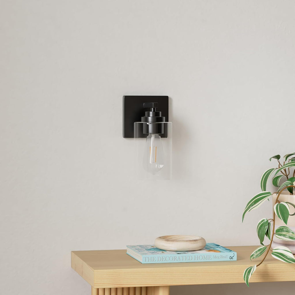 Wall Sconces Set of 2 , Modern Vanity Light Fixtures | Matte Black Wall Mount Lighting Lanterns, Farmhouse Wall