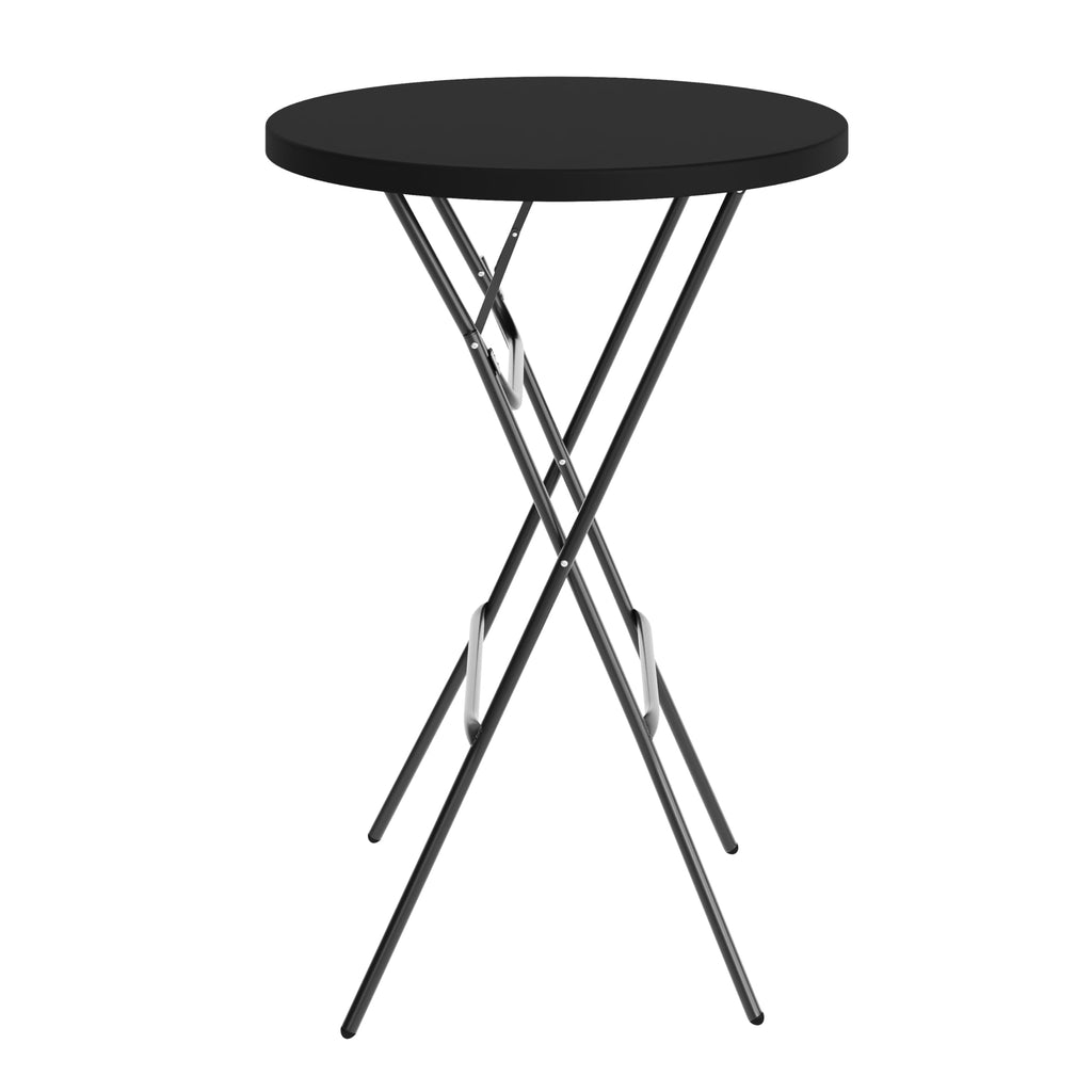 2.6-Foot Round Black Plastic Folding Table