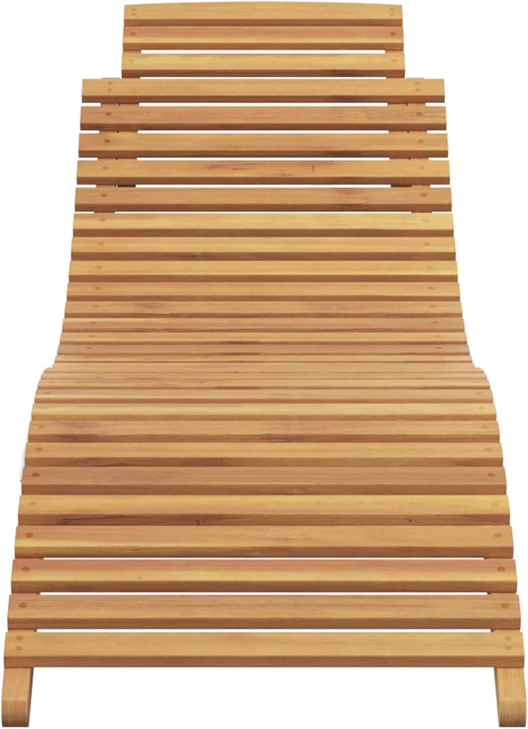 Solid Teak Wood Sun Lounger 77.95 x 21.65 x 23.03 in Brown, Foldable Outdoor Chaise Lounge Deck Patio, Easy Care