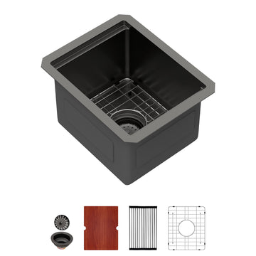 12 Inch Gunmetal Black Undermount Kitchen Bar Sink All In One