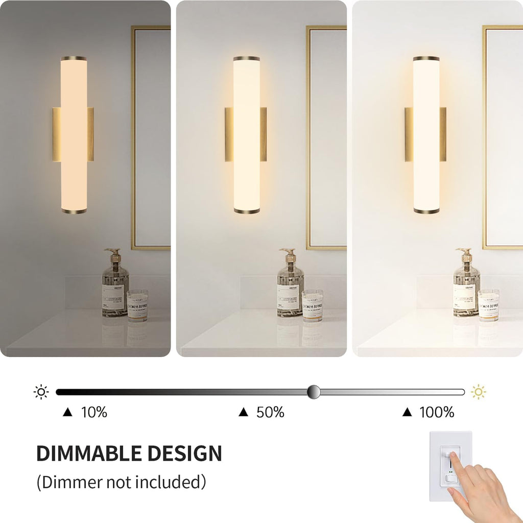 16in Modern Wall Sconces, Dimmable Bathroom Vanity Lights, 3000K Warm White LED Indoor Sconces Lighting for Bathroom