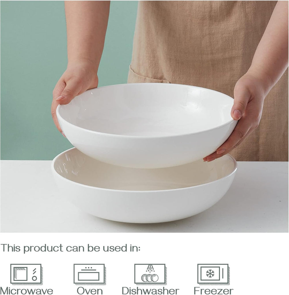 11.5" Large Serving Bowls, 3.2 Qt White Serving Platter, Big Ceramic Centerpiece Bowls, Microwave & Dishwasher Safe
