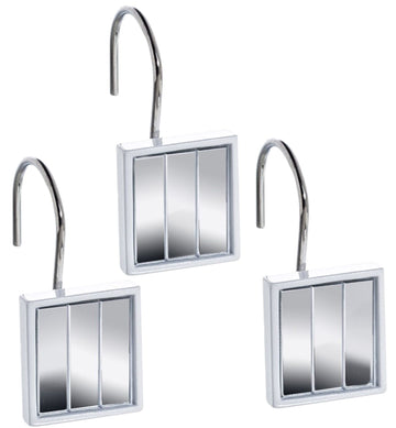Quilted Mirror Shower Curtain Hooks Decorative | Set of 12