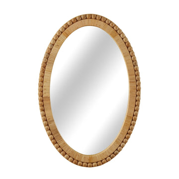 Rattan Wall Mirror - Boho Handmade Wicker Mirror Rustic Farmhouse Mirrors Entryway Wall Decor, 20" x 30", Oval