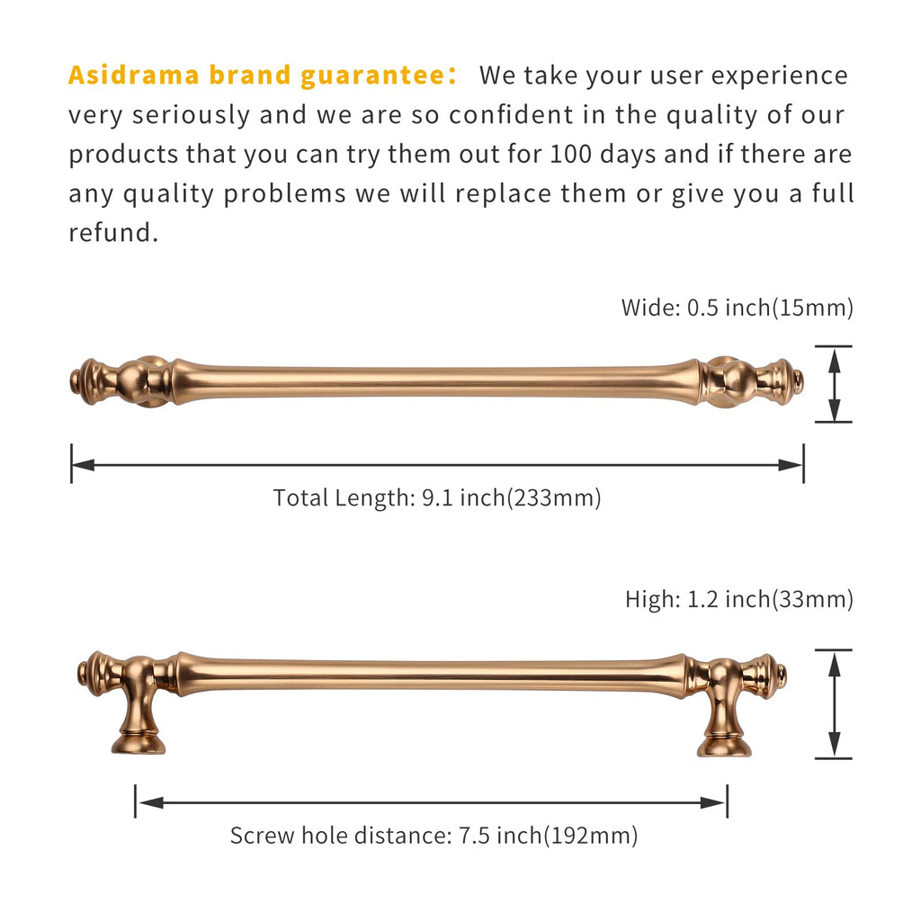 10 Pack 7.5 Inch(192mm) Champagne Bronze Kitchen Cabinet Handles,Brushed Brass Cabinet Pulls Kitchen Cabinet Hardware