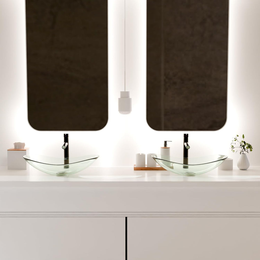 Glass Vessel Sink, Above Counter Oval Bathroom Vanity Sink