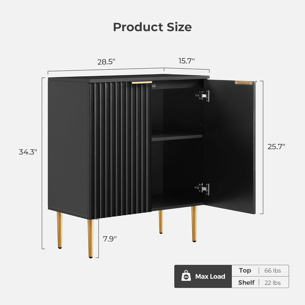 57" Modern Sideboard Buffet Cabinet - Elegant Storage Credenza with 4 Doors & Adjustable Shelf