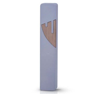 Modern Concrete Mezuzah Case with Walnut Shin, Contemporary Jewish Home Decor, Minimalist Design for Doorway (Slate