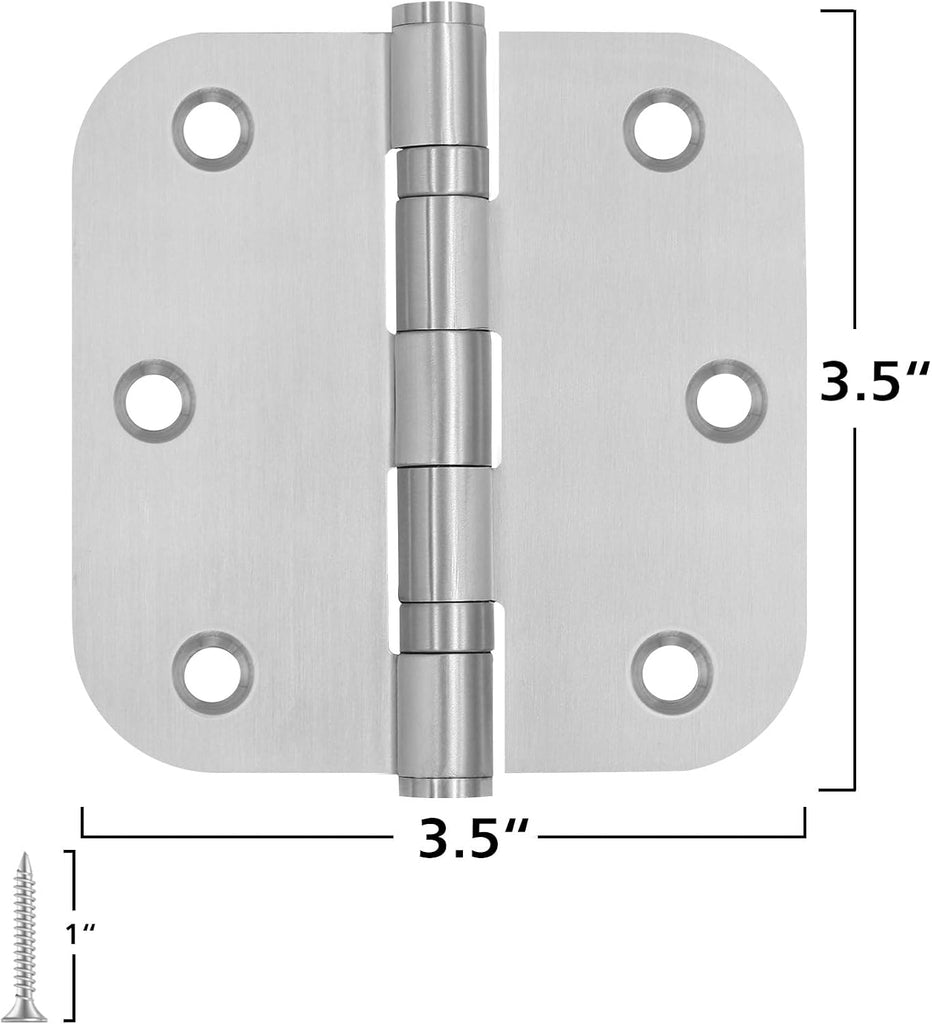 3 Pack 3.5 x 3.5 Inch Stainless Steel Door Hinges 3.5 x 3.5 Inch Silver Ball Bearing Door Hinges with 5/8 Radius