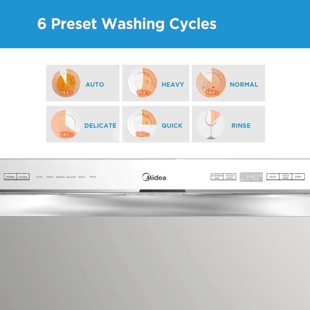 MDC22P2ASS Countertop Dishwasher, 6 Place Settings & 6+2 Washing Cycles Portable Dishwashers, Dish Washer for Dorm