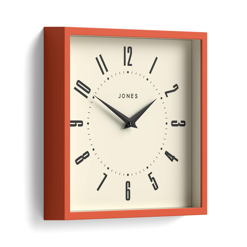 Box wall Clock | Retro Square Clock | 10" | Orange