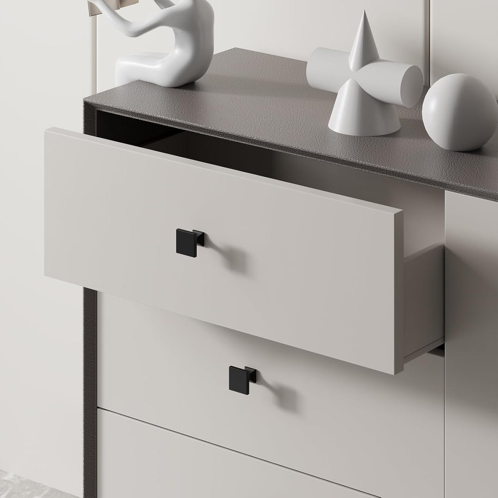 25 Pack Black Cabinet Knobs Matte Black Square Dresser Drawer Knobs Zinc Alloy Kitchen Cabinet Hardware