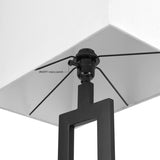 67046 58" Floor Lamp, Matte Black Finish, White Linen Rectangular Shade, Modern Geometric Cutout Design, E26 Base