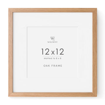 12x12 Wood Frame, Solid Oak 12x12 Picture Frames with Mat to 8x8