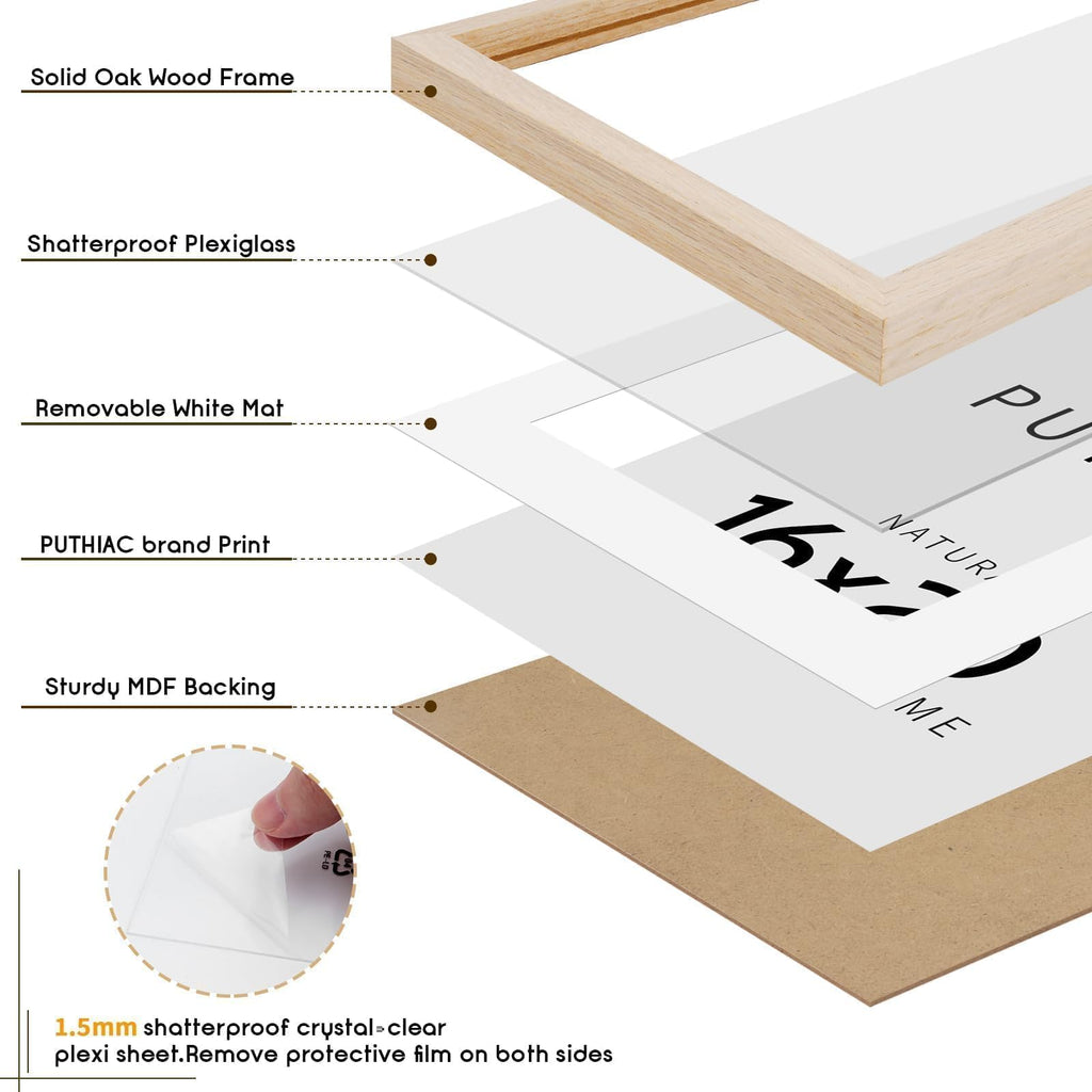 16x20 Solid Oak Wood Picture Frame, Natural Oak, 1 Pack