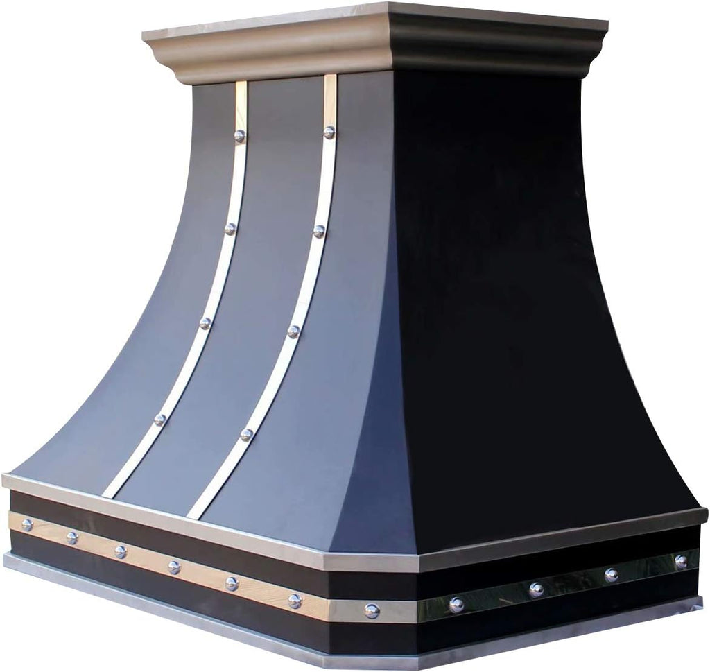 Black Stainless Steel Wall Mount Range Hood 4 Speed LED Lights