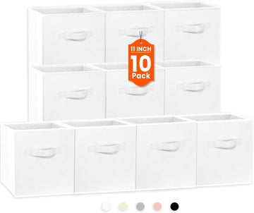 Storage Cubes, 11 Inch Cube Storage Bins for Shelves Closet Nursery Bedroom - 10 Pack Collapsible Baskets with