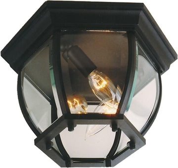 Bent Glass Outdoor Flush Mount Ceiling Lighting, 3-Light 180 Watts (11" W x 7" H), Textured Matte Black