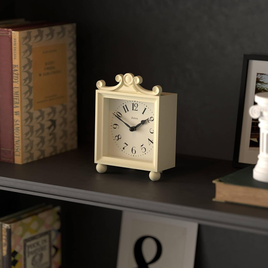 Parlour Mantel Clock - Small Classic Carriage Clock - Cream - Elegant Square Decorative case, Perfect for Mantel, Shelf, Table or Bedside