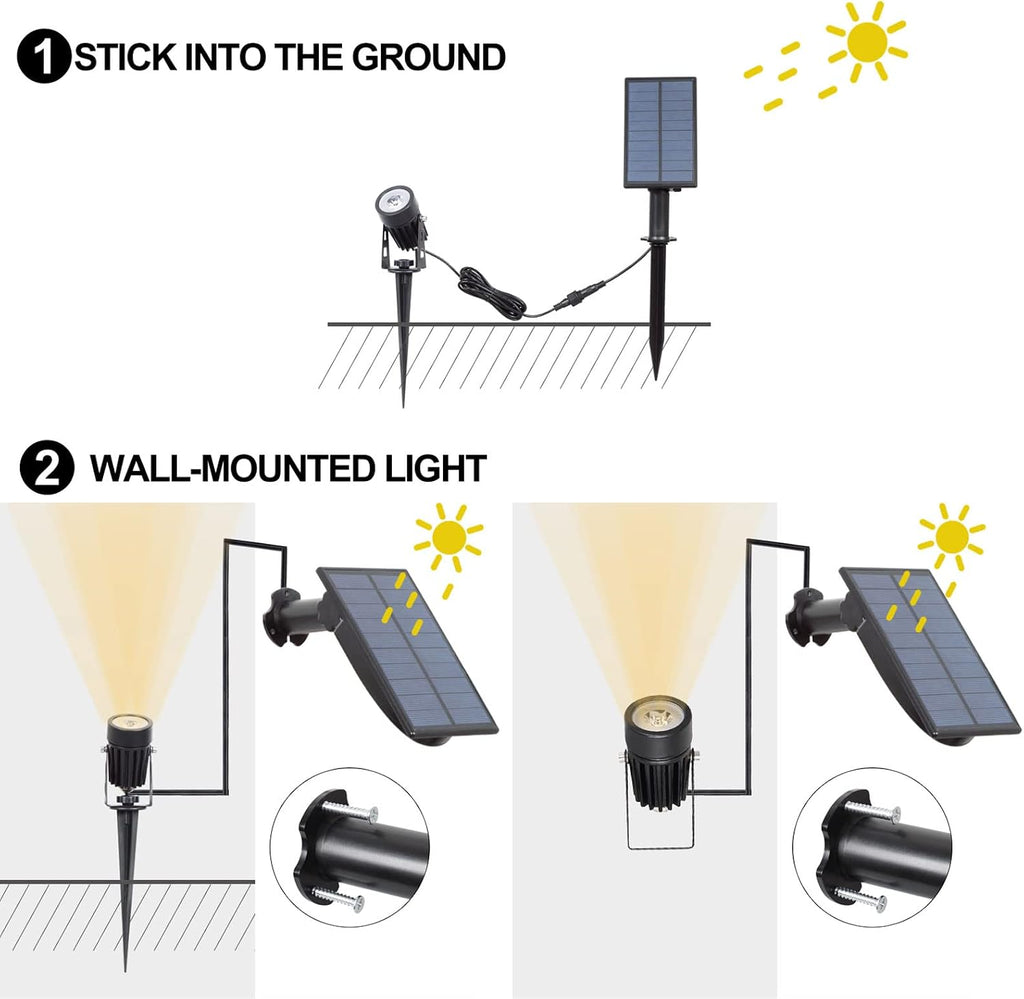Solar Spotlights Outdoor Waterproof, Solar Landscape Spotlights, Solar Powered Spot Lights for Trees, Flag, Garden