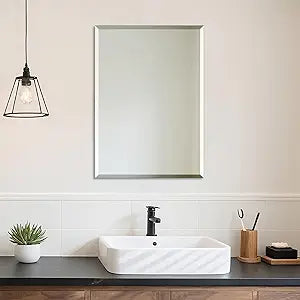 Wall Mirror Beveled Edge Frameless Mirror 20” x 28“ Wall Mounted Mirror Vanity and Entryway