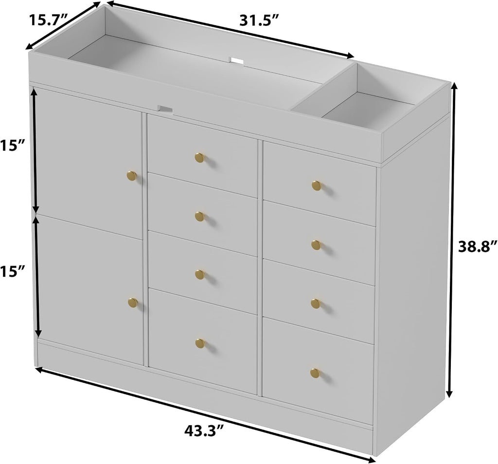Changing Table Dresser with Drawers,Modern Baby Dresser with Changing Table Top ,Diaper Changing Station Organizer