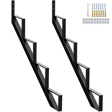 Steel Stair Riser 4 Step, Metal Stair Stringers for Deck Height 34.6 inches, Steel Stair Step Riser for Outside