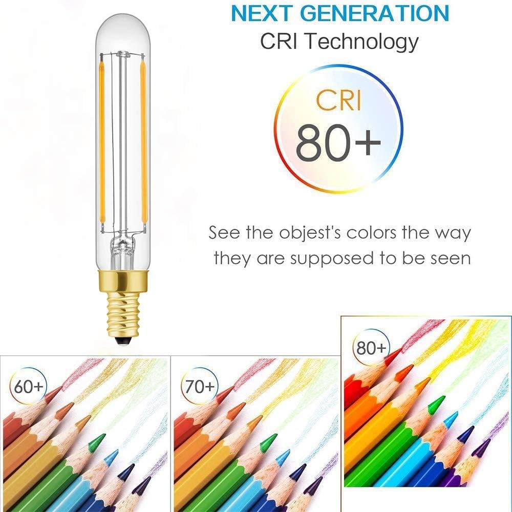 T20 T6 Small LED Bulb Long Filament 2W Equal 25 Watt E12 Candelabra Edison Tubular LED Light Bulb Dimmable 2700K Warm (4Pack)