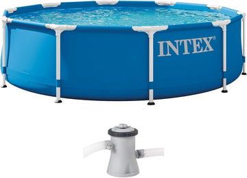 Metal Frame 10ft x 30in Round Above Ground Swimming Pool Set w/Pump