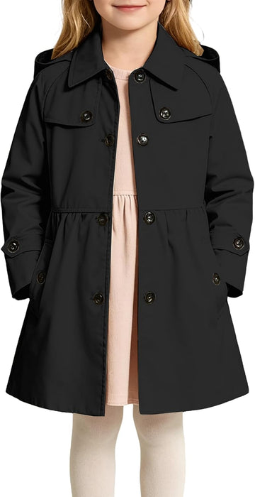 Girls Waterproof Windbreaker Jacket Lightweight Trench Coat
