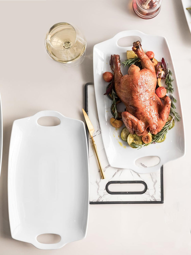 Turkey Serving Platter for Entertainment, Thanksgiving, Turkey, Serving Tray with Handles Large, Party, Display, 16