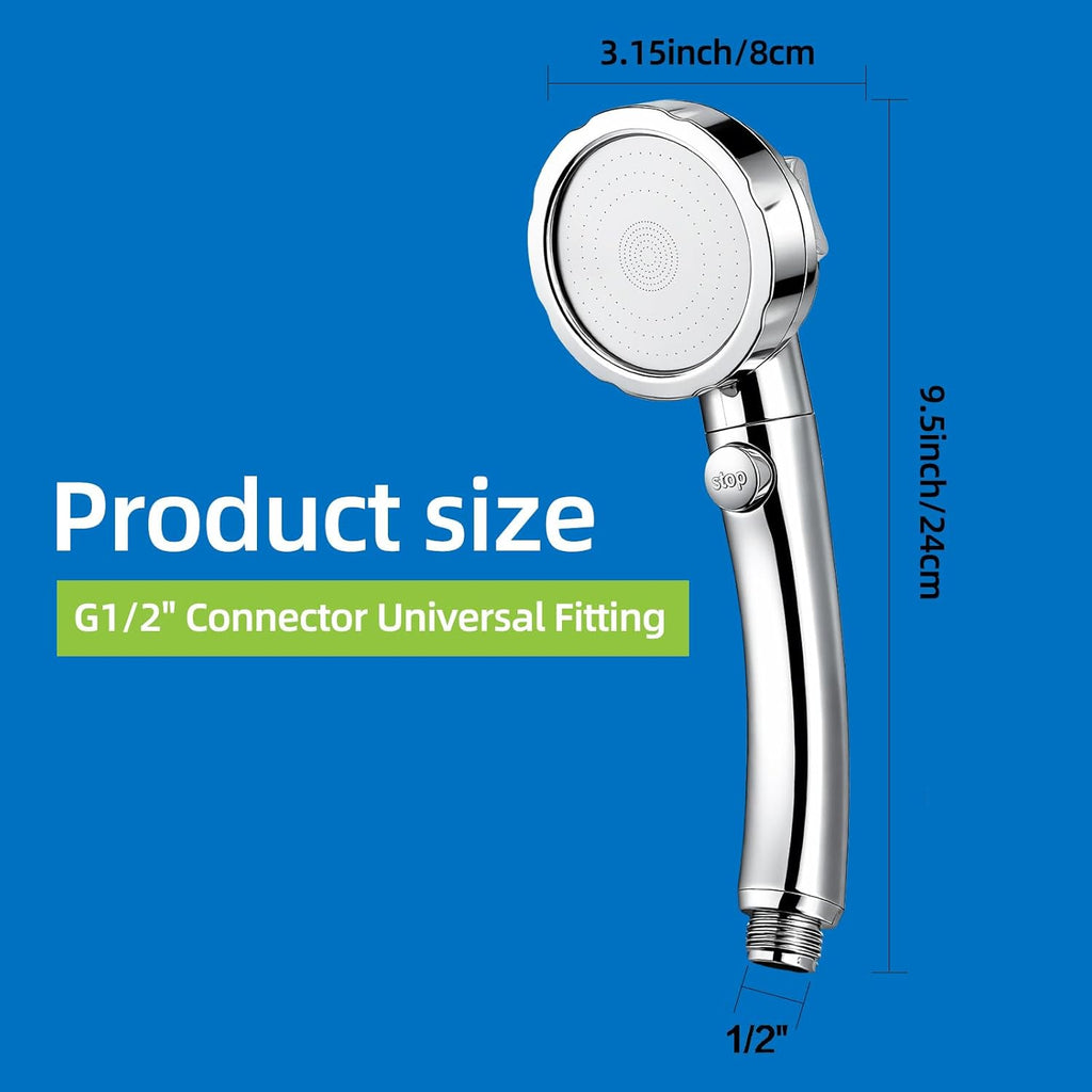 High Pressure Handheld Shower Head with ON/OFF Pause Switch 3 Spray Modes Water Saving High Pressure Shower