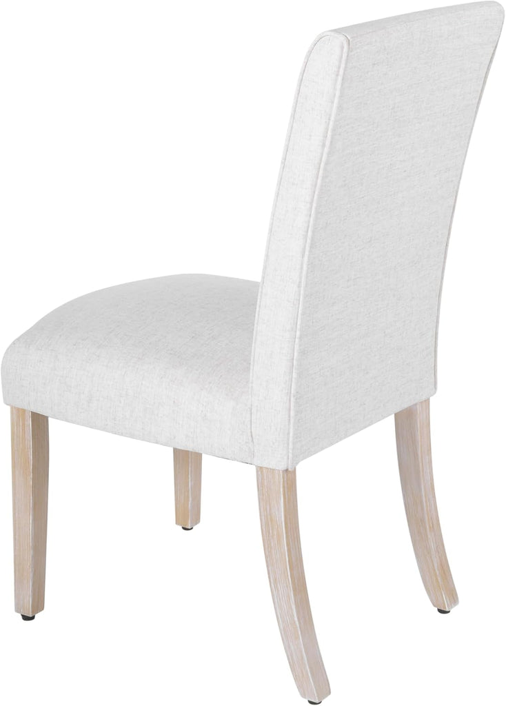 Scalloped Detail Dining Chair, Upholstered Parsons Dining Chairs, Decorative Home Furniture, Cream Textured Woven (Set