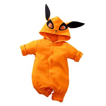 Newborn Baby Romper Outfit with Hat Cartoon Long Sleeve for Boys Girls Coming Home Gift (Orange, )