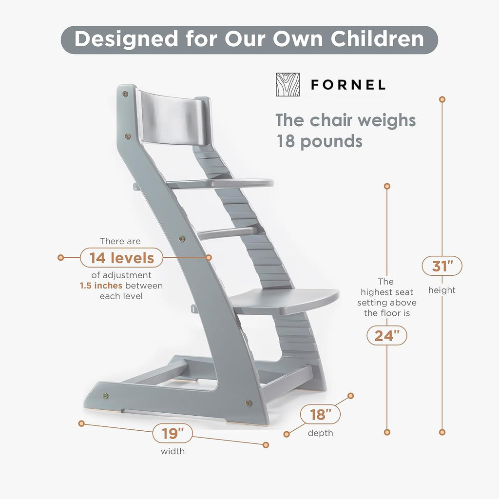 Modern Black Wooden High Chair | Adjustable Grow-with-Me Toddler Seat for Age 3 to 15 | Perfect for Minimalist &