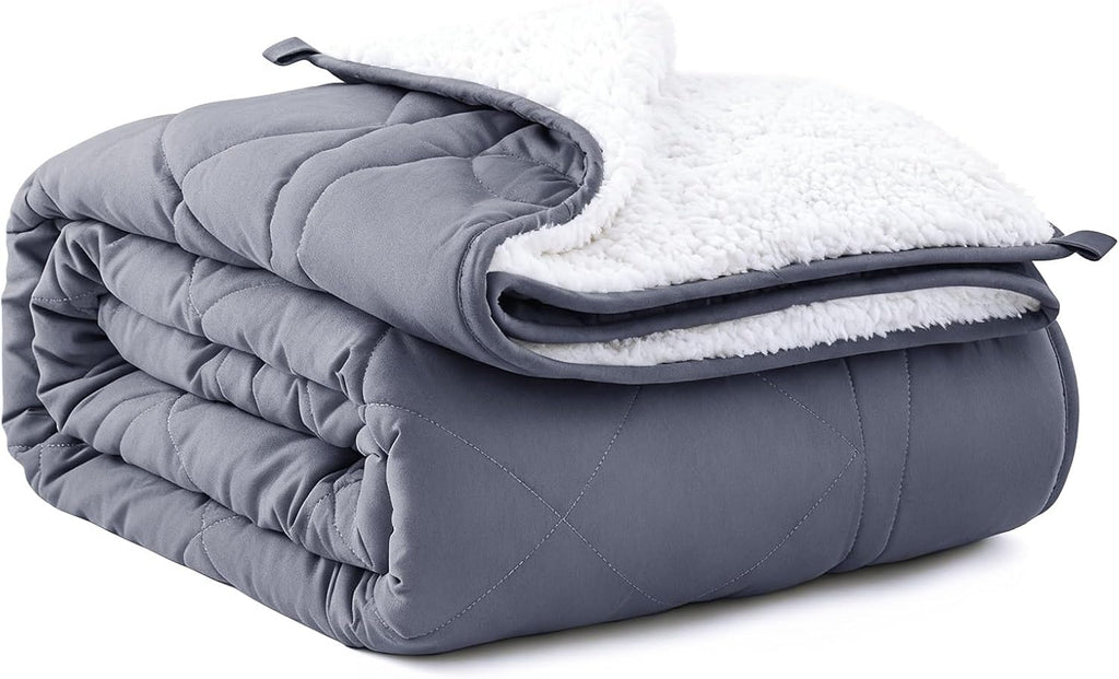 Sherpa Reversible Weighted Blanket, Cooling Heavy Blanket for Adults, Reversible Design with Plush Sherpa Fleece and