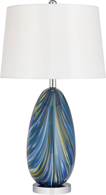 Possini Euro Design Pablo Modern Table Lamp 27" Tall Swirling Multi Color Blue Hand Blown Art Glass 