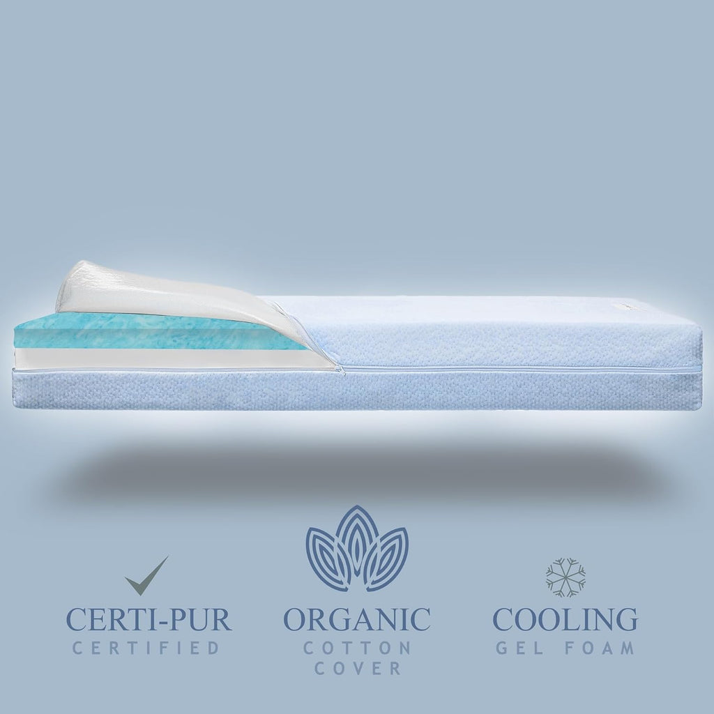 Organic Cotton Covered Dual-Sided Crib Mattress | 2-Stage Premium Memory Foam CertiPUR-US Hypoallergenic Baby