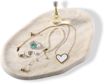 Marble Jewelry Tray Trinket Dish, Decorative Cloud Vanity Key Tray for Women, Perfume Ring Holder Dish for Ring