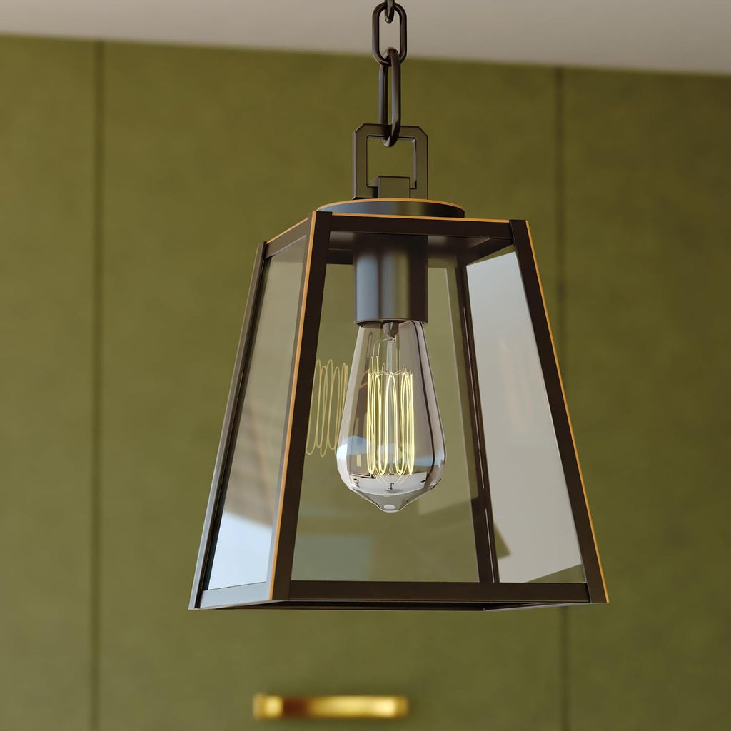 Grant Bronze Farmhouse Mini Pendant Ceiling Light Clear Glass