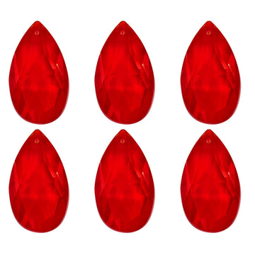 6Pack 38mm K9 Crystal Pendants Teardrop Beads Red