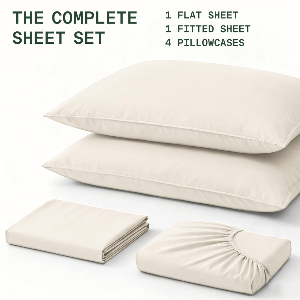 Sheets Set King Size - Silky Soft & Cooling - Light Beige