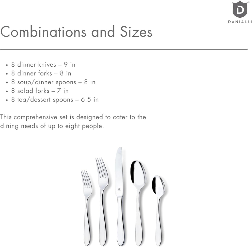 Modern Silverware Set, 18/10 Stainless Steel Flatware, Mirror Finish, Dishwasher Safe