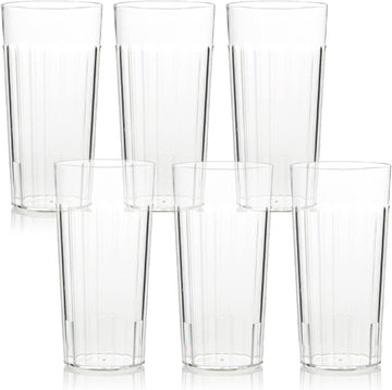 Arrow 30 oz Clear Plastic Tumblers - 6 pk - Break-Resistant Drinking Glasses Use - Dishwasher Safe - BPA Free - Made