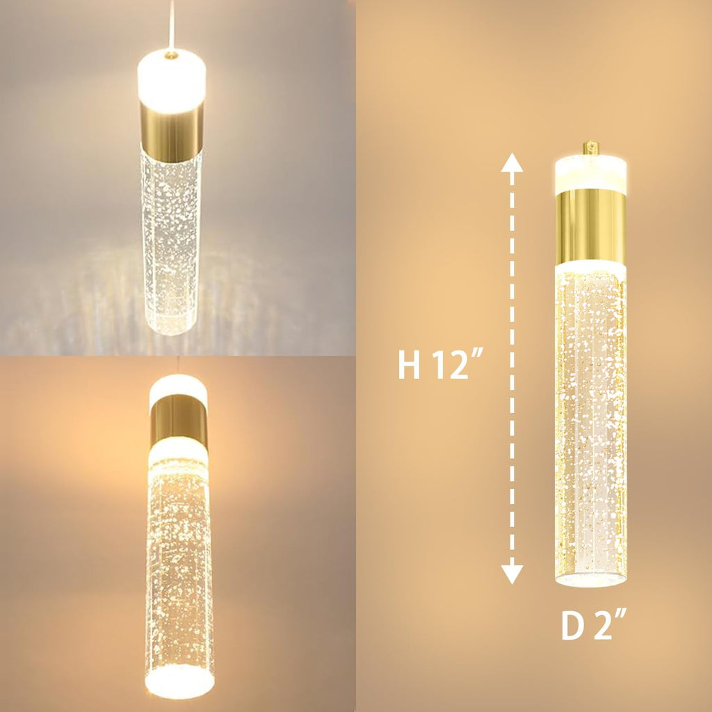 Gold Pendant Light Crystal Pendant Light Fixtures for Kitchen Island Lighting 3000k-6000k LED Modern Adjustable